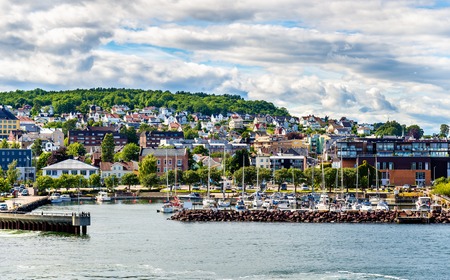 View of the ferry terminal at Horten in Norwayの写真素材