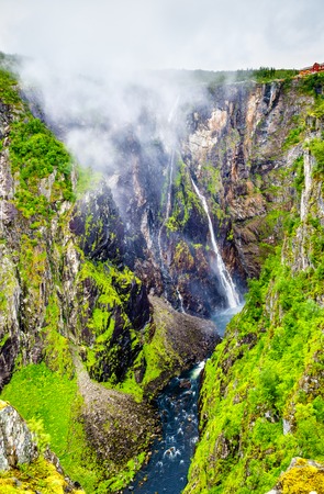 Voringsfossen waterfall on the Bjoreia river in Hordaland, Norwayの写真素材