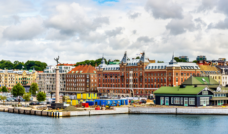 View of the city centre and the port of Helsingborg in Swedenの写真素材