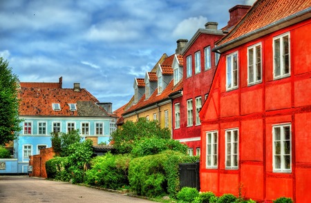 Buildings in the old town of Helsingor in Denmarkの写真素材