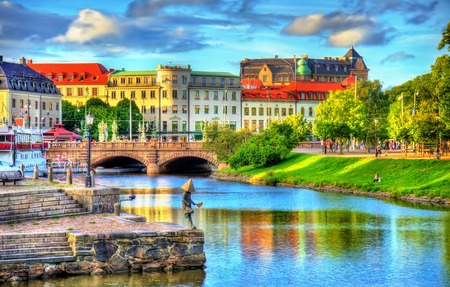 Canal in the historic centre of Gothenburg, Swedenの写真素材