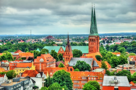View of the Cathedral of Lubeck in Germany, Schleswig-Holsteinの写真素材