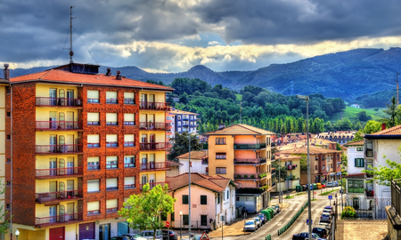 Buildings in the old town of Irun - Spain, Basque Countryの写真素材