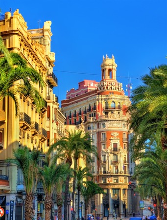 Valencia, Spain - October 29, 2016: The Bank of Valencia, a historic building built in 1942のeditorial素材