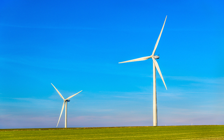 Wind turbines in a field in France, Marne Department