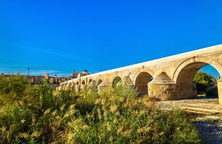 The Roman Bridge above the Guadalquivir river in Cordoba, Spainの写真素材