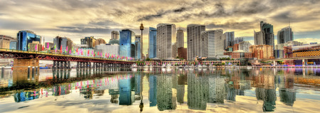 Skyline of Sydney at Cockle Bay - Australiaの写真素材