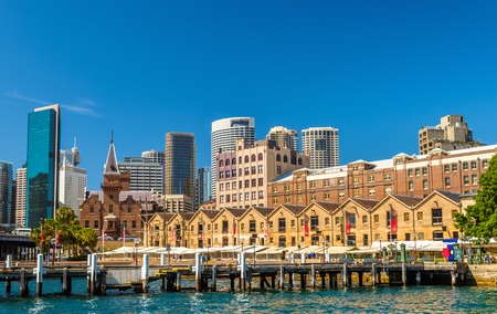 Old warehouses at Campbells Cove Jetty in Sydney, Australiaの写真素材