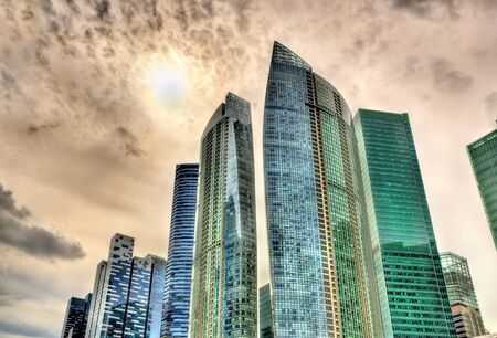Skyline of Singapore on a cloudy day