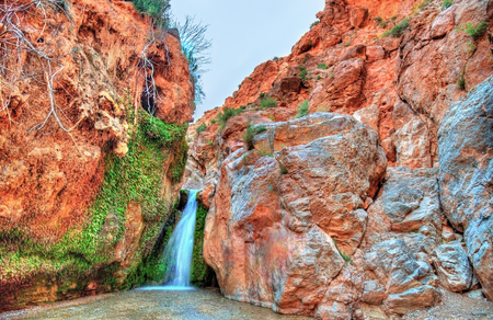 Waterfall at Ait Ibrirn in Dades Gorge valley, Moroccoの写真素材