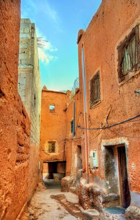 Street of Ouarzazate, a city in south-central Moroccoの写真素材