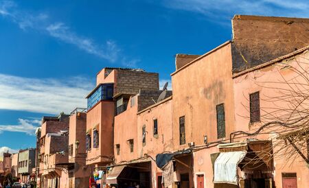 Buildings in Medina of Marrakesh, a UNESCO heritage site in Moroccoの写真素材