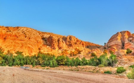 View of sandstone rocks at Petraの写真素材
