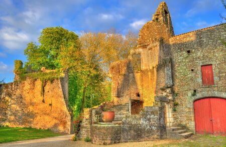 Chateau de Bressuire, a ruined castle in Franceの写真素材