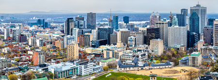 Montreal skyline from Mont Royal, Canadaの写真素材