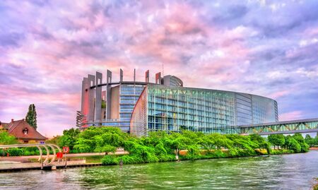 Louise Weiss building of European Parliament in Strasbourg, Franceの写真素材