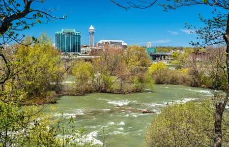 The Niagara river seen from Goat Island - New York, USAの写真素材