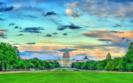 The United States Capitol on the National Mall in Washington, DCの写真素材