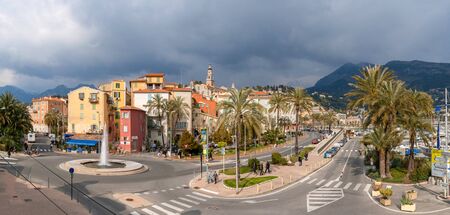 View of Menton city - French Riviera, Franceの写真素材