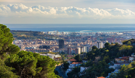 View of Barcelona from Tibidabo mountain - Spainのeditorial素材