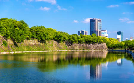 Moat of Osaka Castle in Osaka, Japanの写真素材