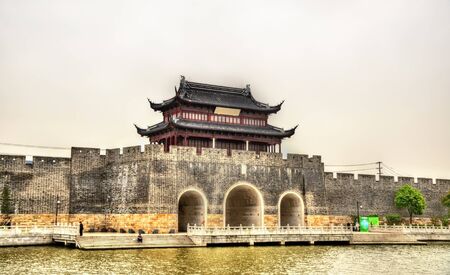 Gate and the city walls of Suzhou - Chinaの写真素材