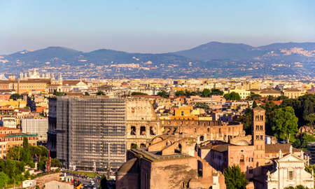 Aerial view of Rome with Colosseum - Italyの写真素材