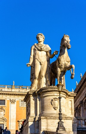 Statue of Dioscure on the Capitoline Hill, Rome, Italyの写真素材
