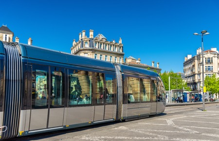 City tram on Place de la Victoire in Bordeaux - Franceの写真素材