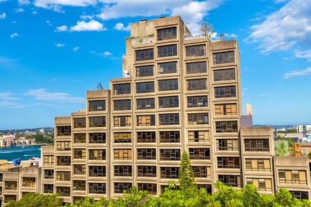 Sirius, a brutalist style apartment complex in Sydney - Australia. Built in 1980の写真素材