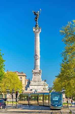 Tram near the Monument aux Girondins in Bordeaux - France, Aquitaineの写真素材