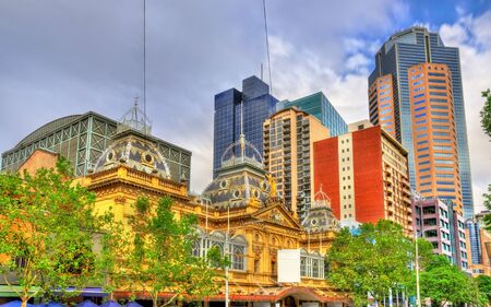 The Princess Theatre and skyscrapers in Melbourne - Australia, Victoriaの写真素材
