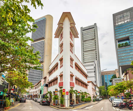 Boat Quay, a historical district in Singaporeのeditorial素材