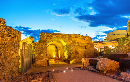 Roman walls of Tarragona in Catalonia, Spainのeditorial素材