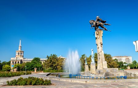 Manas equestrian monument in Bishkek, the Kyrgyz Republicの写真素材