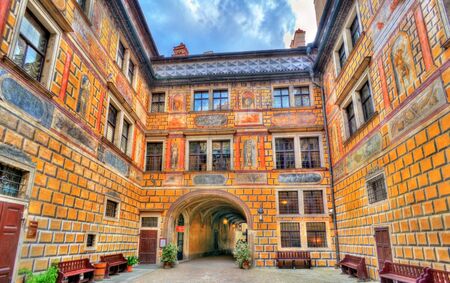 View of Cesky Krumlov Castle in Czech Republicの写真素材