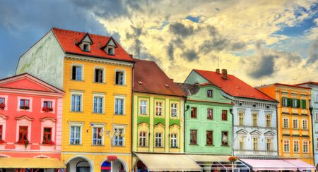 Buildings in the old town of Ceske Budejovice, Czech Republic.の写真素材