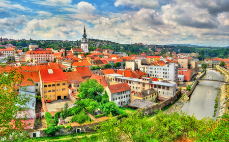 Panorama of Trebic, a UNESCO world heritage site in Czech Republicの写真素材