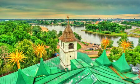View of the Kotorosl River from the Transfiguration Monastery in Yaroslavl, Russiaの写真素材