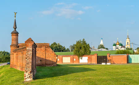 Defensive walls of the Kremlin in Kolomna, Russiaの写真素材