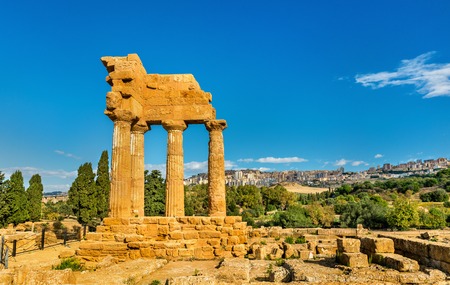 The Temple of Castor and Pollux at the Valley of the Temples in Agrigento - Sicily, Italyの写真素材
