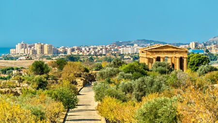 Panorama of the Valley of the Temples in Sicily, Italyの写真素材
