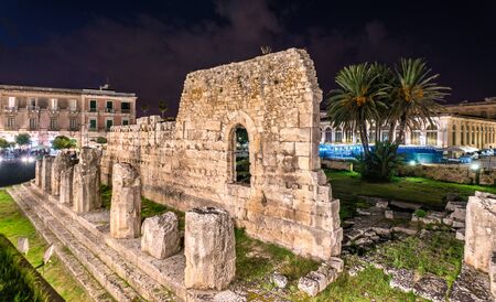 The Temple of Apollo, an ancient Greek monument in Syracuse - Sicily, Italyの写真素材