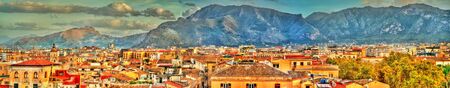 Palermo as seen from the roof of the Cathedral - Sicilyの写真素材