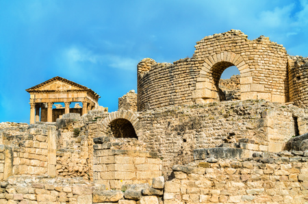The Baths of Licinius at Dougga. UNESCO heritage site in Tunisiaの写真素材