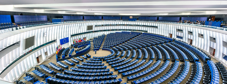 Plenary hall of the European Parliament in Strasbourg, Franceのeditorial素材
