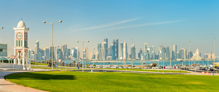 Skyline of Doha, the capital of Qatar.の写真素材