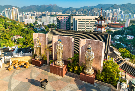 Statues at Po Fook Hill Columbarium in Hong Kong, Chinaの写真素材