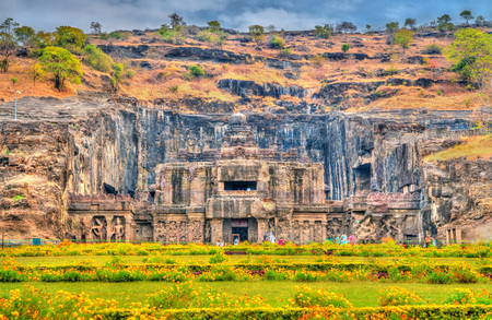 The Kailasa temple, the biggest temple at Ellora Caves. UNESCO world heritage site in Maharashtra, Indiaの写真素材