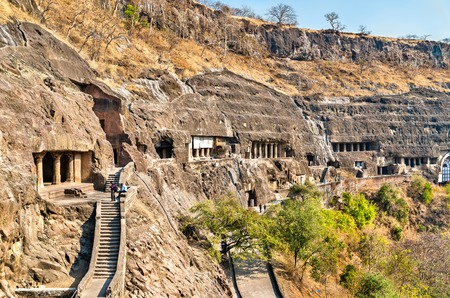 View of the Ajanta Caves.